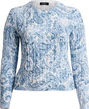 Lauren Ralph Lauren Paisley Cable Stitch Cotton Crewneck Sweater