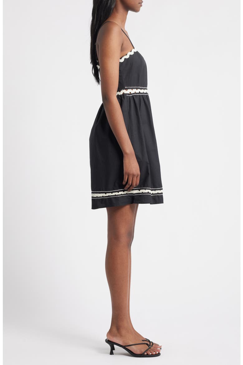 Rickrack Fit & Flare Minidress, Alternate, color, BLACK