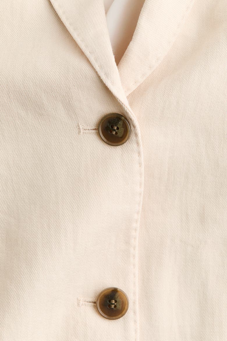 Single-Breasted Twill Blazer, Alternate, color, Light beige