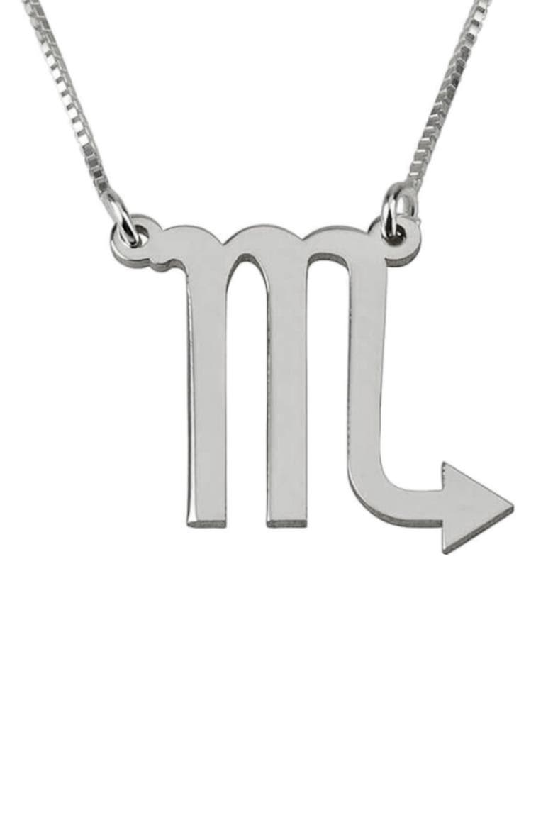 Zodiac Pendant Necklace, Main, color, STERLING SILVER - SCORPIO