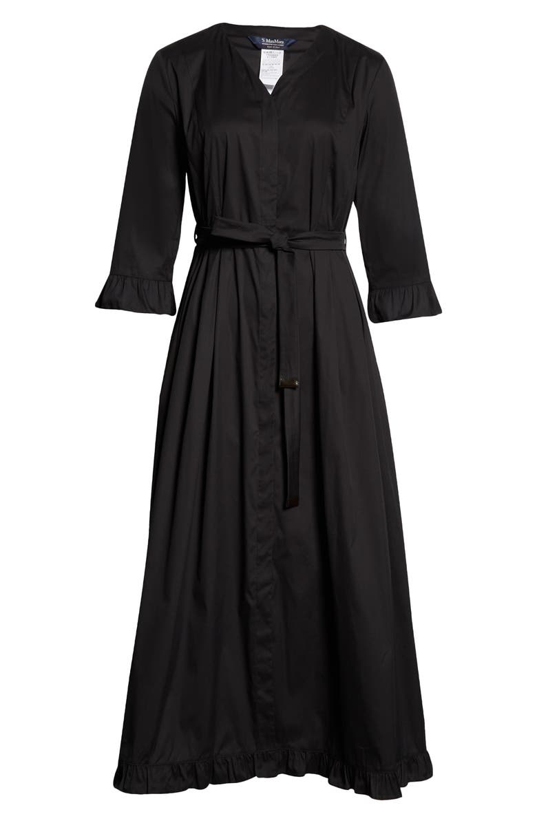 Max Mara Aere Ruffle Trim Poplin Midi Dress, Alternate, color, 