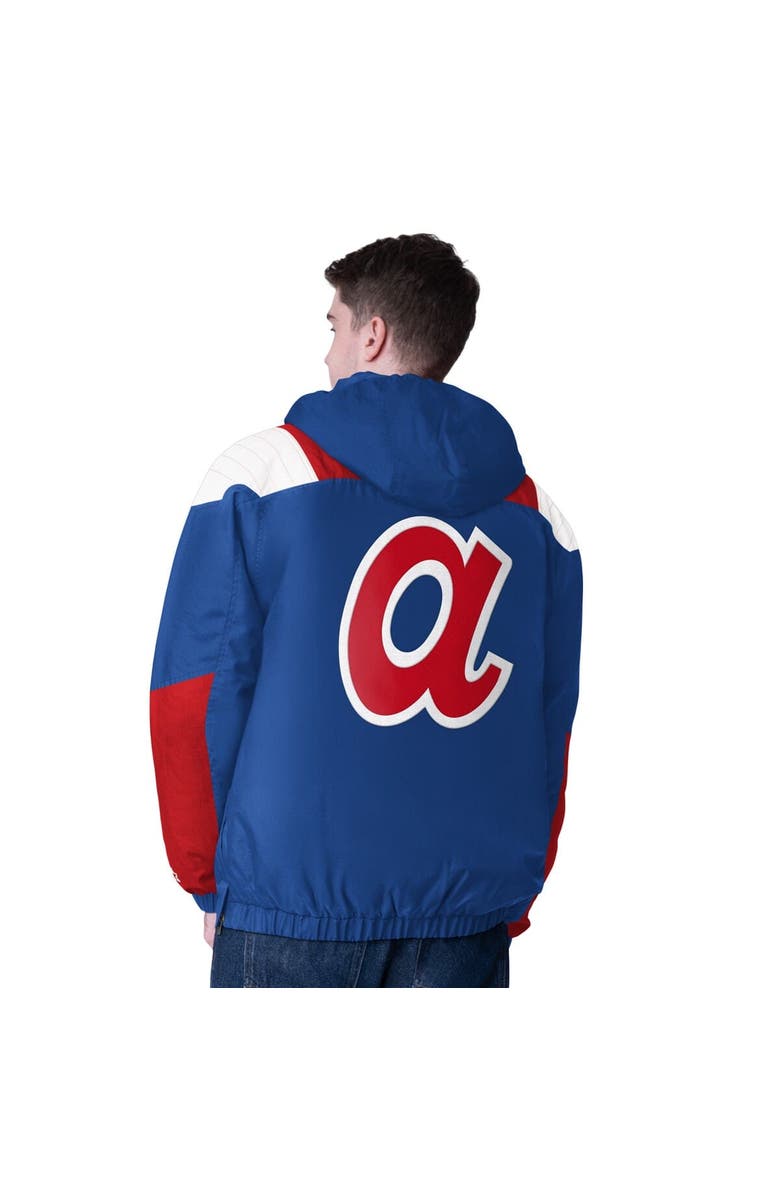 STARTER Men's Starter  Royal Atlanta Braves Cooperstown Collection Charger Half-Zip Jacket, Alternate, color, 