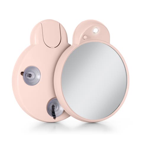 Lighted Compact Mirror with 10X Magnification & Retractable Suction Cups