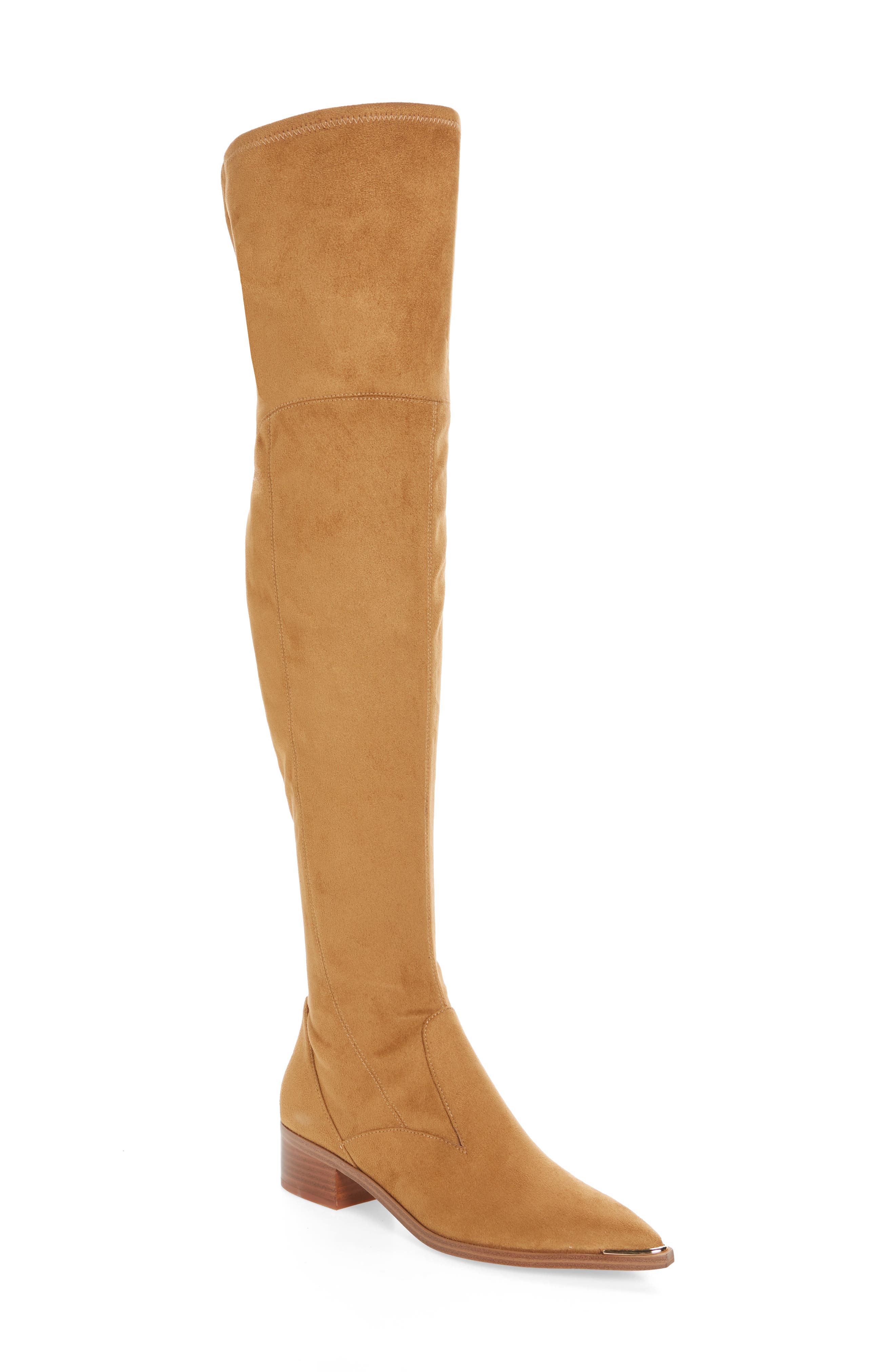 Yakira Over the Knee Boot, Main, color, COGNAC STRETCH FAUX SUEDE