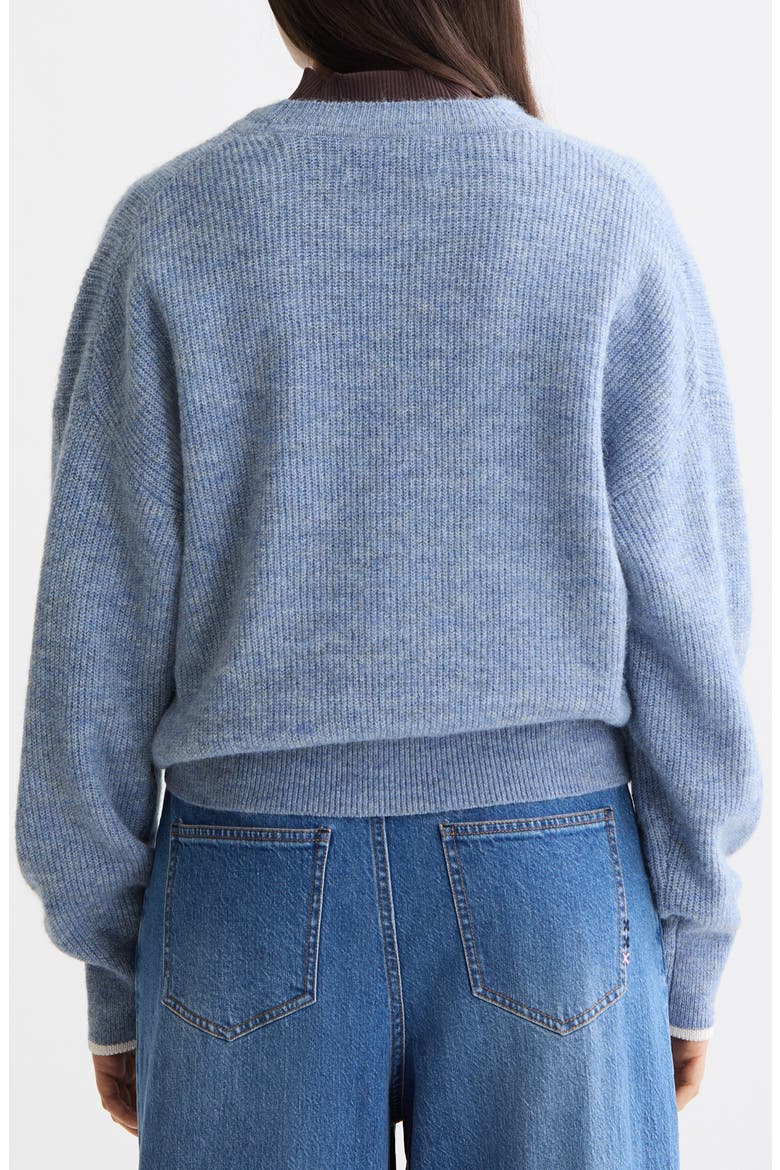 Fuzzy Crewneck Sweater, Alternate, color, FADED DENIM MELANGE