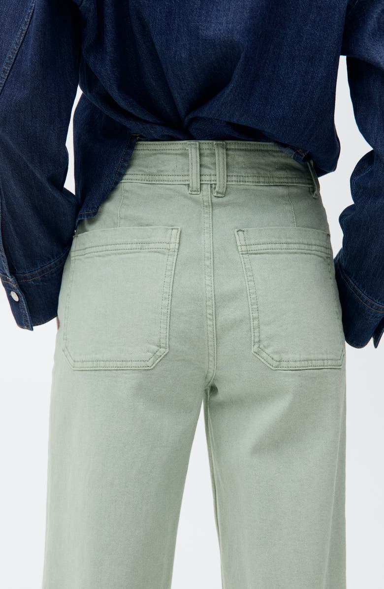 MANGO Catherin Raw Hem High Waist Culotte Jeans, Alternate, color, Turquoise Green