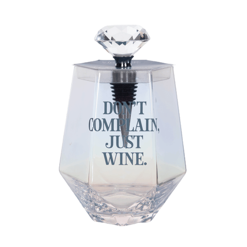 Totalee Gift Just Wine Glass W/ Stopper Set Of 2 Glass Clear 18 oz In Transparent