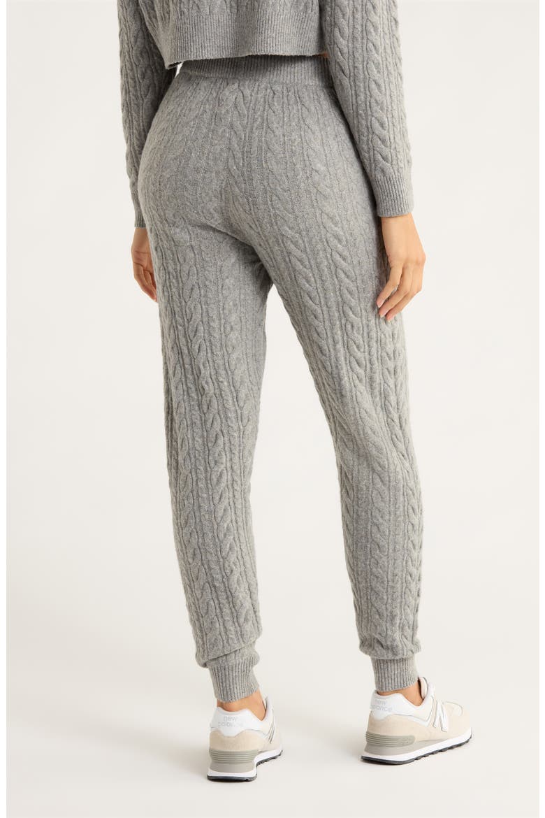 Cable Knit Joggers, Alternate, color, HEATHER STEEL GREY