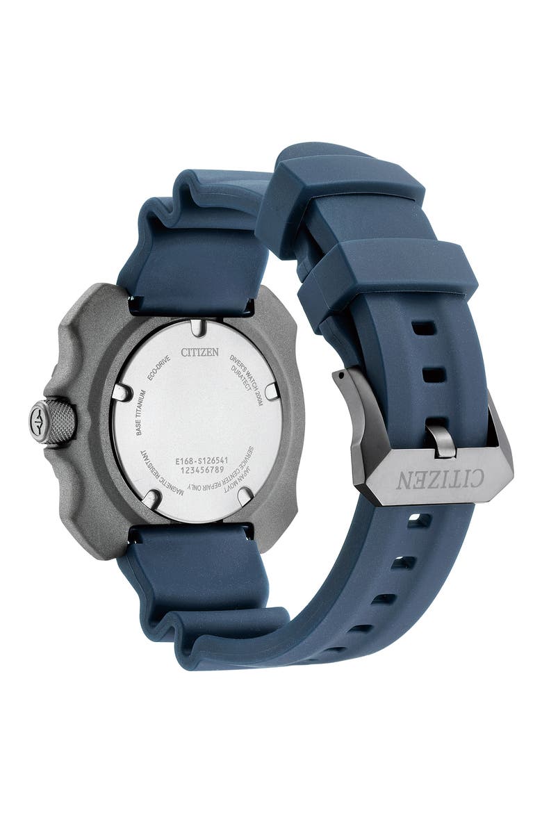 Promaster Dive Faux Leather Strap Watch, 46mm, Alternate, color, BLUE
