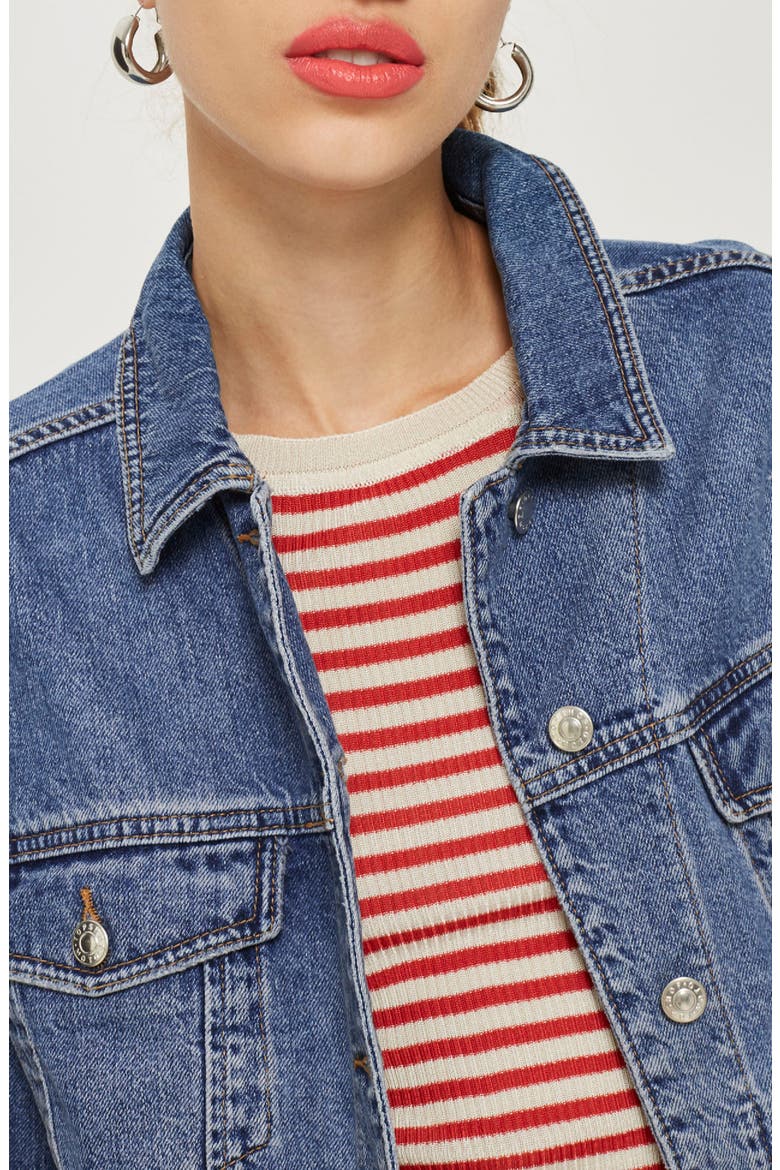 Boxy Crop Denim Jacket, Alternate, color, MID DENIM