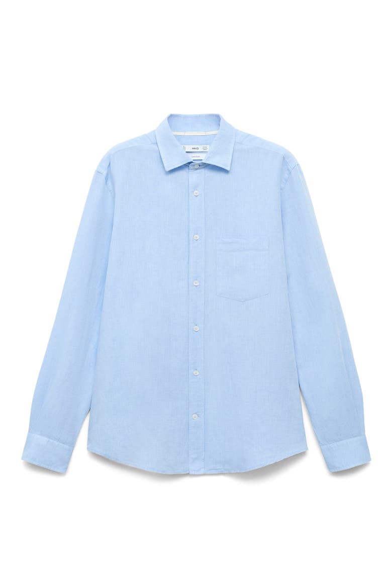 Classic Fit Linen & Cotton Button-Up Shirt, Alternate, color, SKY BLUE