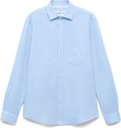 MANGO Classic Fit Linen & Cotton Button-Up Shirt