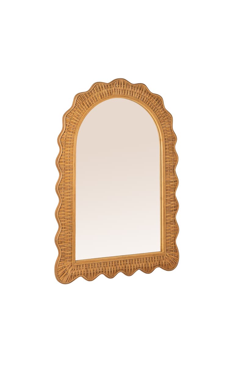 Olive Grove Arched Wall Mirror with Scalloped Woven Frame, Main, color, Natural