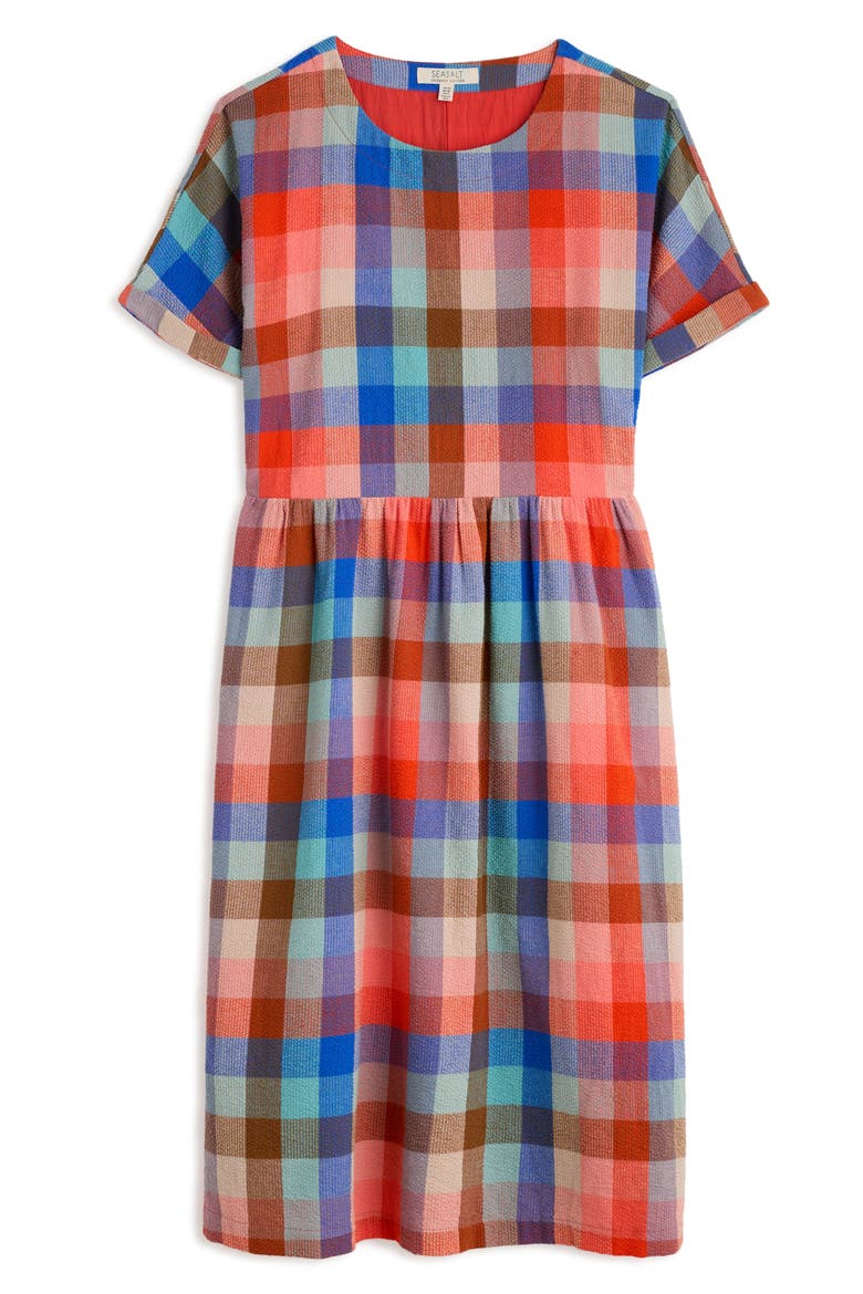 Brouse Check Organic Cotton Midi Dress, Alternate, color, GARDEN PAINTING MULTI