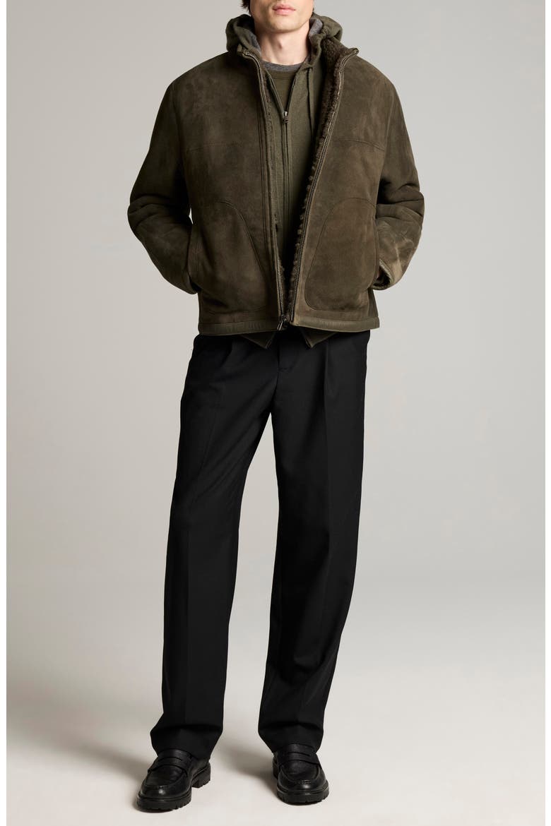 Genuine Shearling Funnel Neck Jacket, Alternate, color, DK CAPITAL