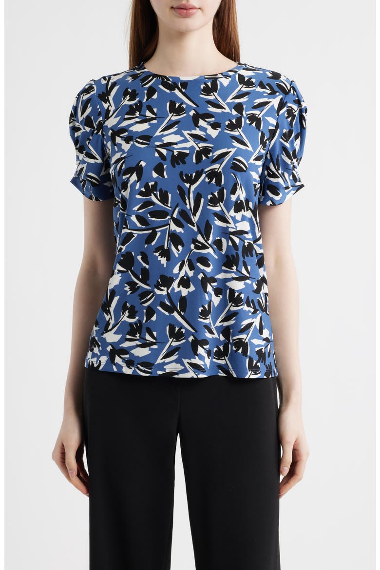 Floral Short Sleeve Top, Main, color, BLUE JAY MULTI