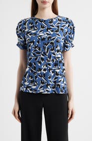 AK ANNE KLEIN Floral Short Sleeve Top