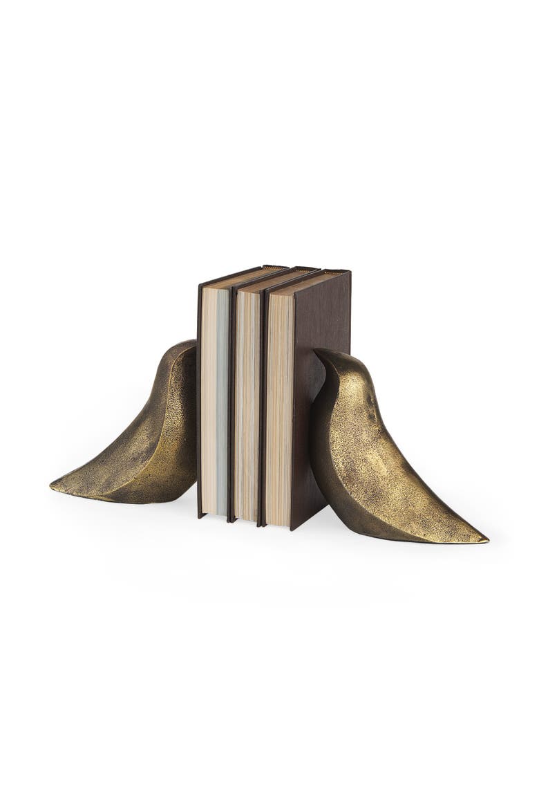 Dover Set of 2 Aluminum Dove Bookends, Main, color, Metallic Gold