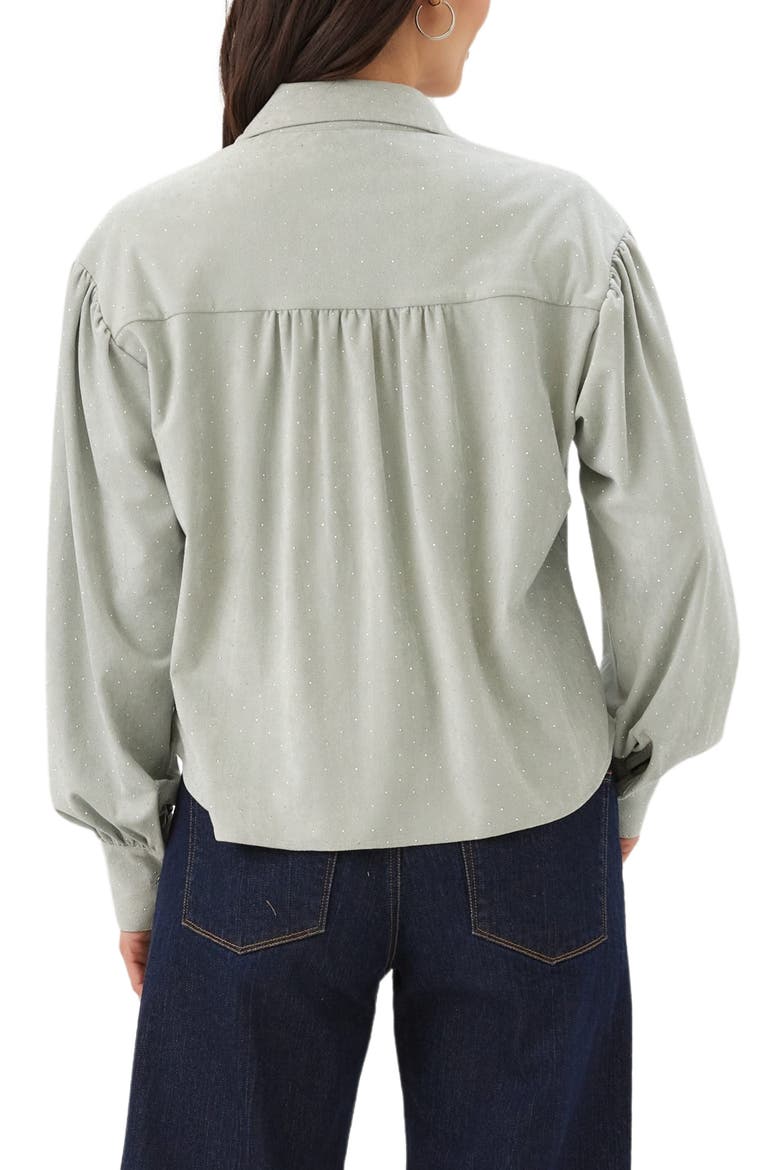 Embellished Faux Suede Shirt, Alternate, color, POWDER BLUE