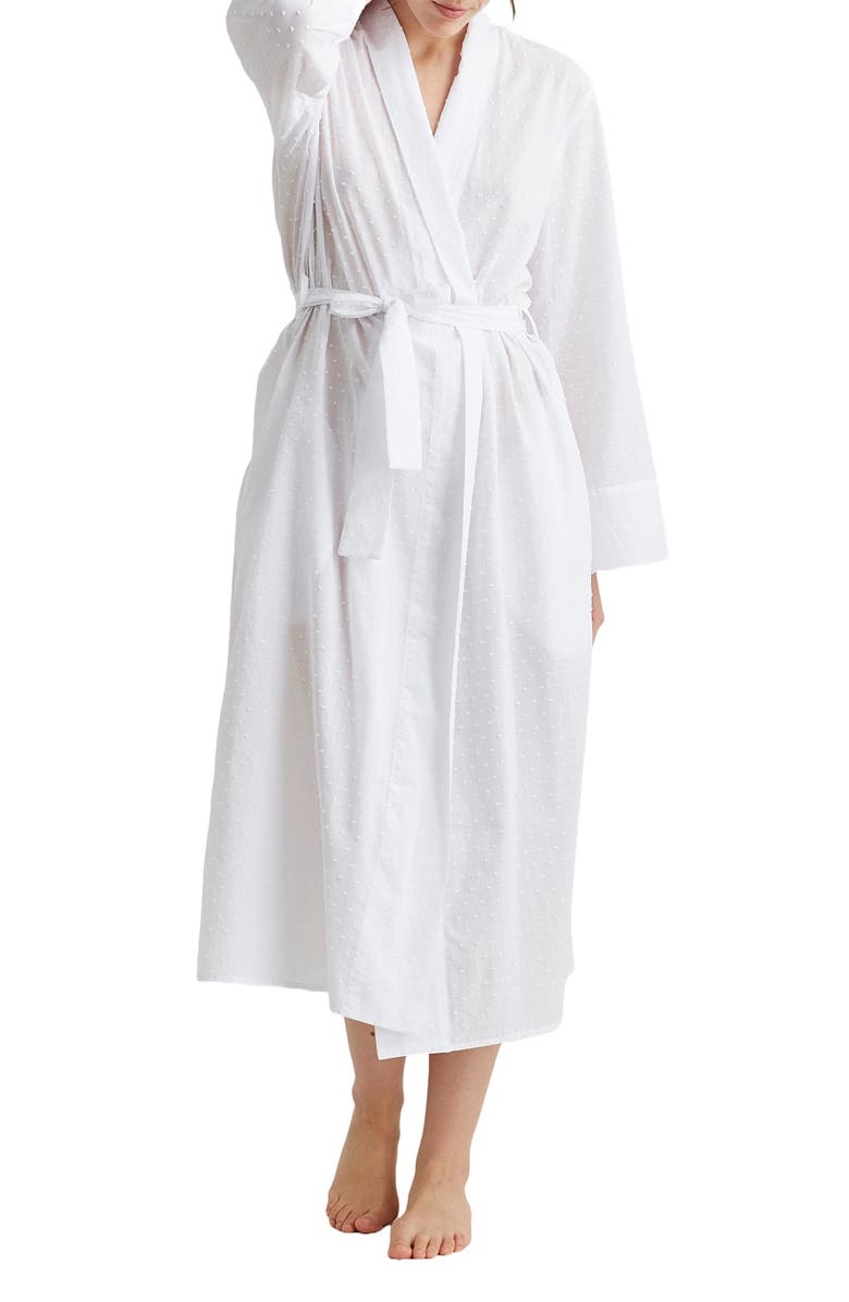 Papinelle Swiss Dot Cotton Robe, Alternate, color, White