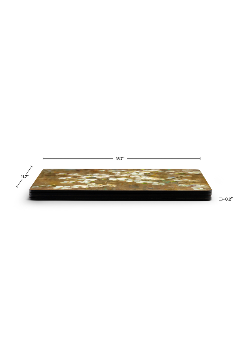 Dogwood in Spring Set of 4 Cork Back Placemats, Alternate, color, Multi