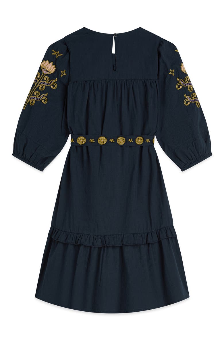 Kids' Embroidered Cotton Tunic Dress, Alternate, color, SKY CAPTAIN