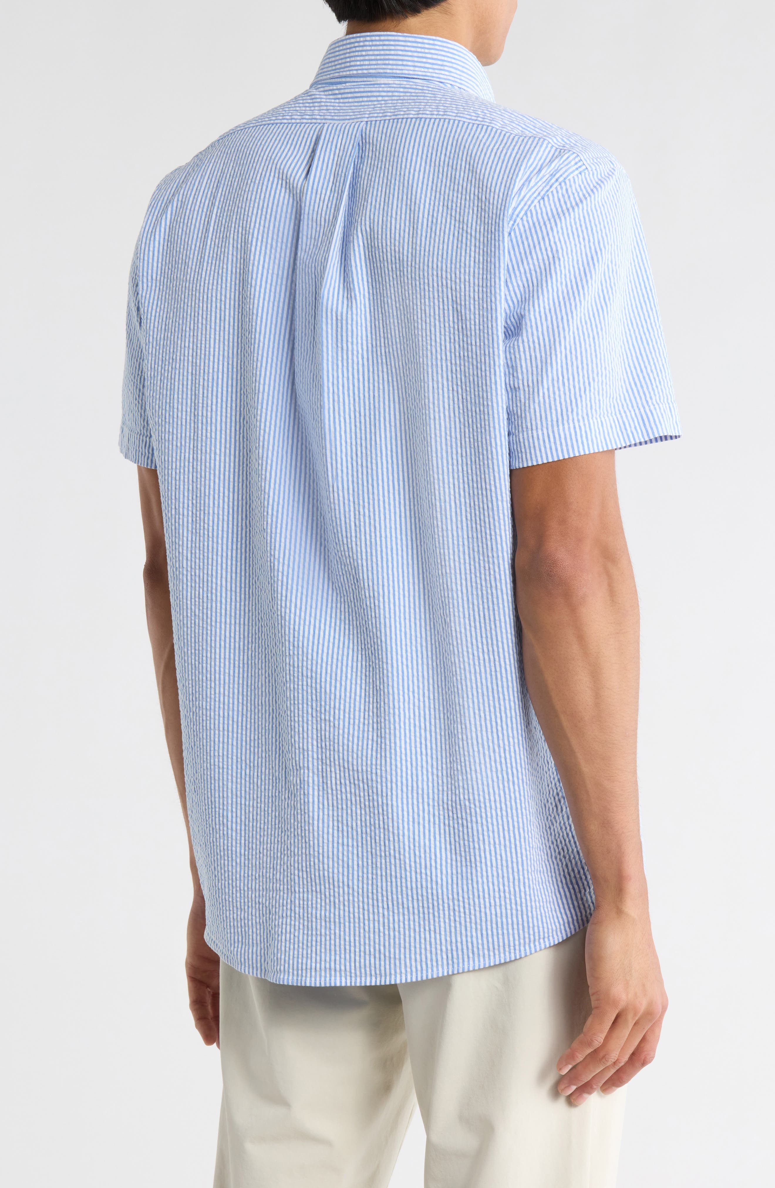 Regular Fit Short Sleeve Stretch Cotton Button-Down Shirt - image 2