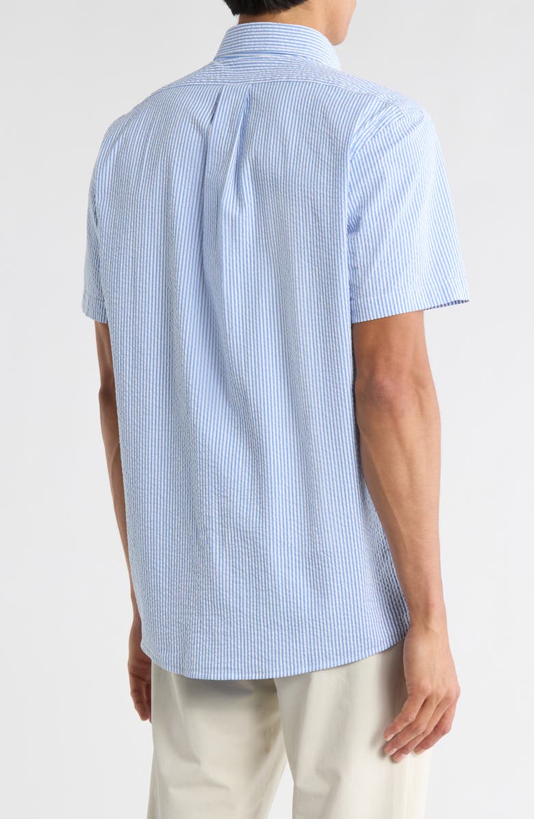 Brooks Brothers Regular Fit Short Sleeve Stretch Cotton Button-Down Shirt, Alternate, color, Blue