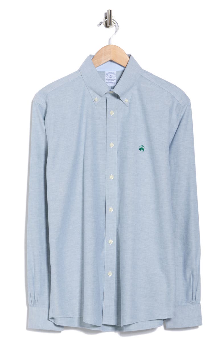 Brooks Brothers Regular Fit Non-Iron Dress Shirt, Alternate, color, Greenheronsolid