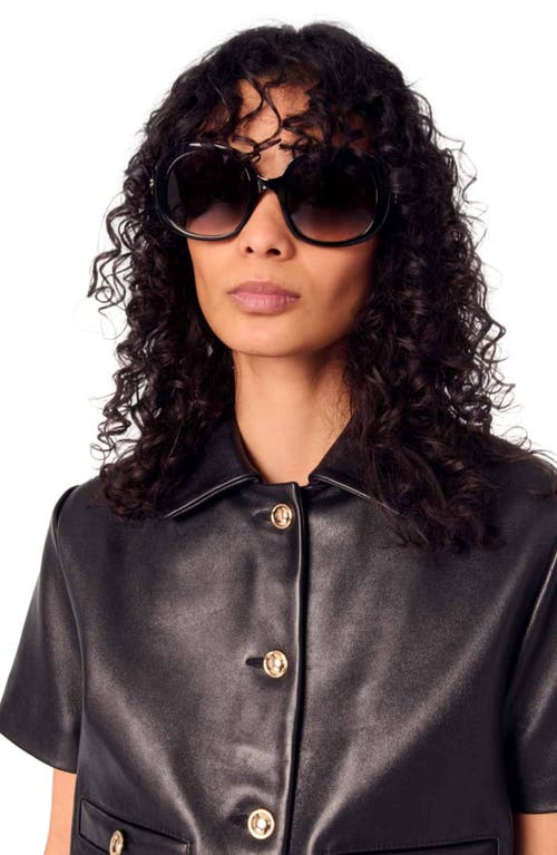 Maje Cropped Leather Jacket In Black