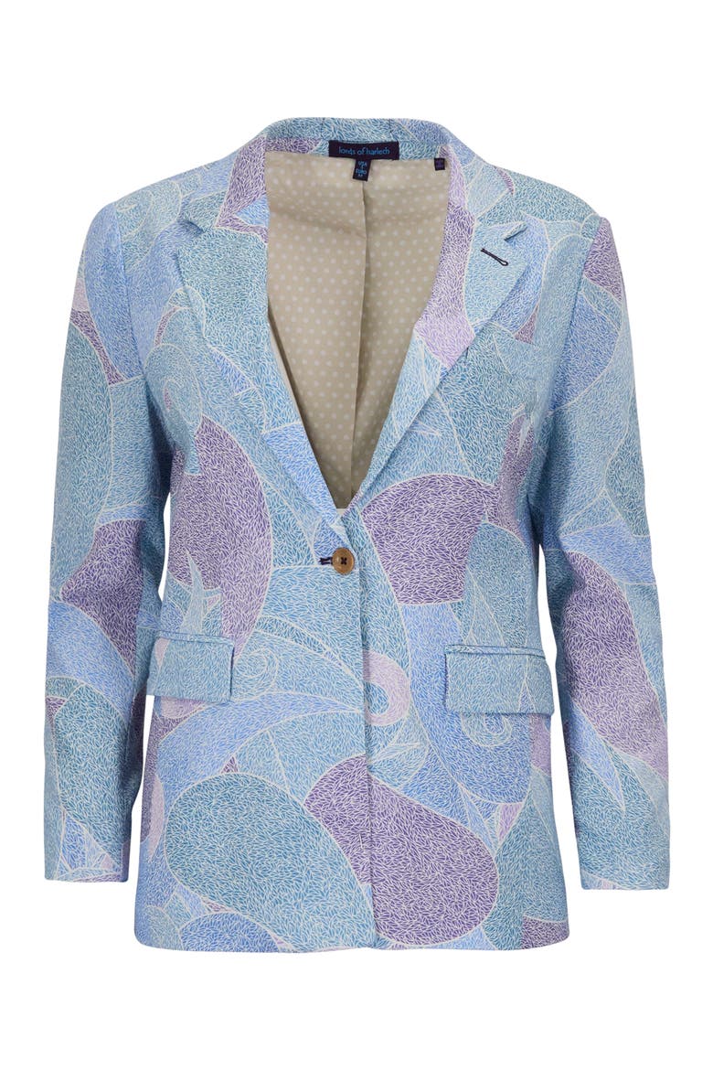 Grain Paisley Womens Tailored Blazer, Alternate, color, GRAIN PAISLEY TEAL