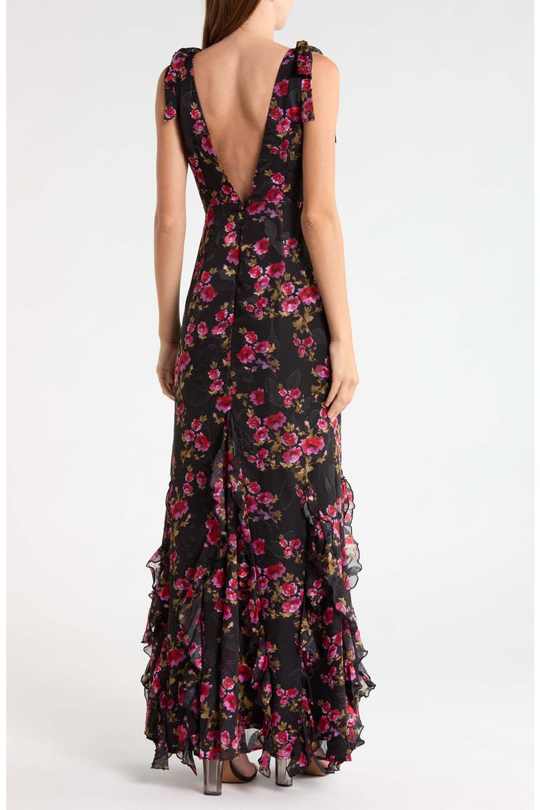 Tinsley Tie Strap Ruffle Dress, Alternate, color, BLACK FLORAL MULTI