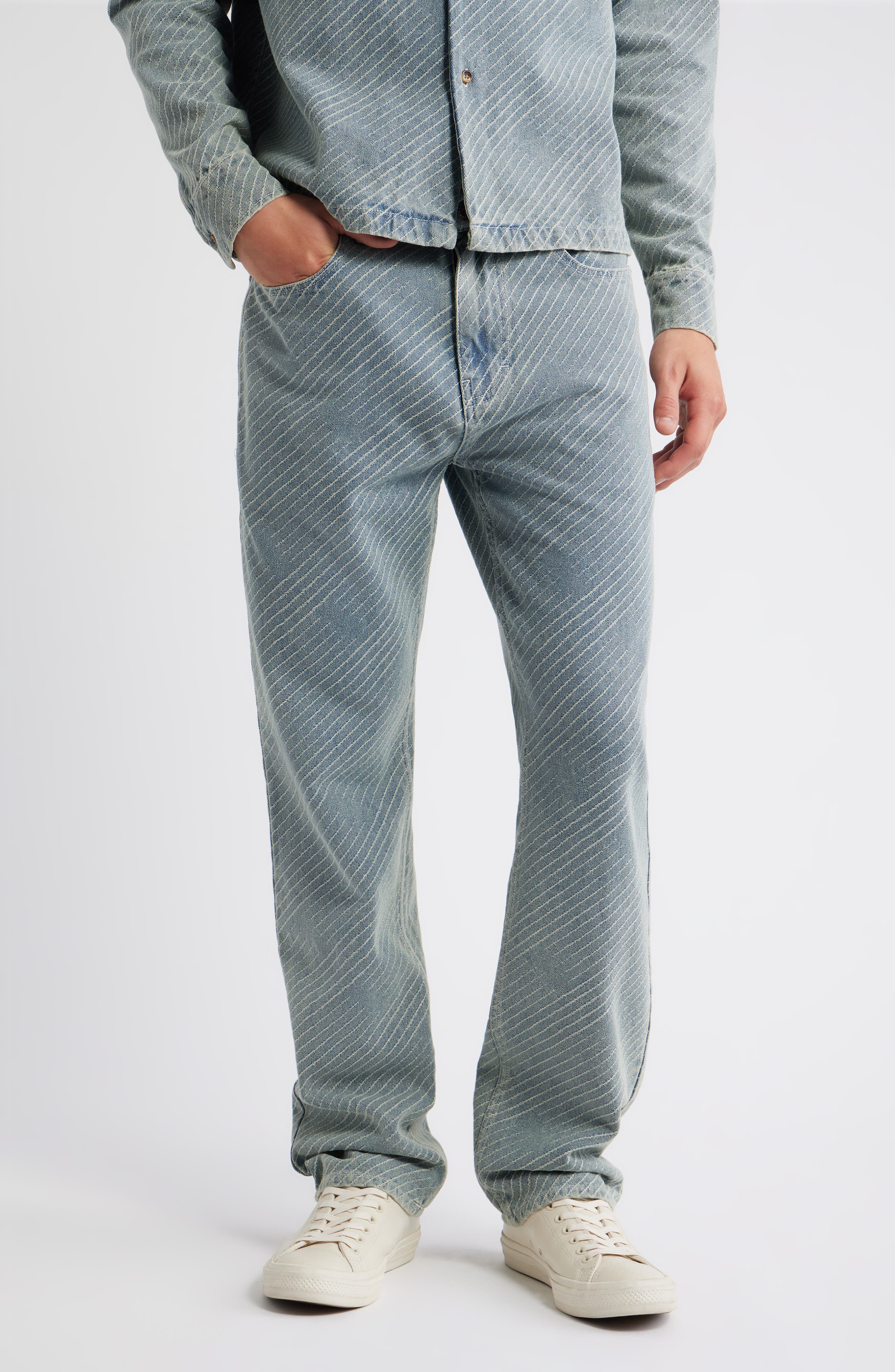 Clever Stripe Distressed Jeans