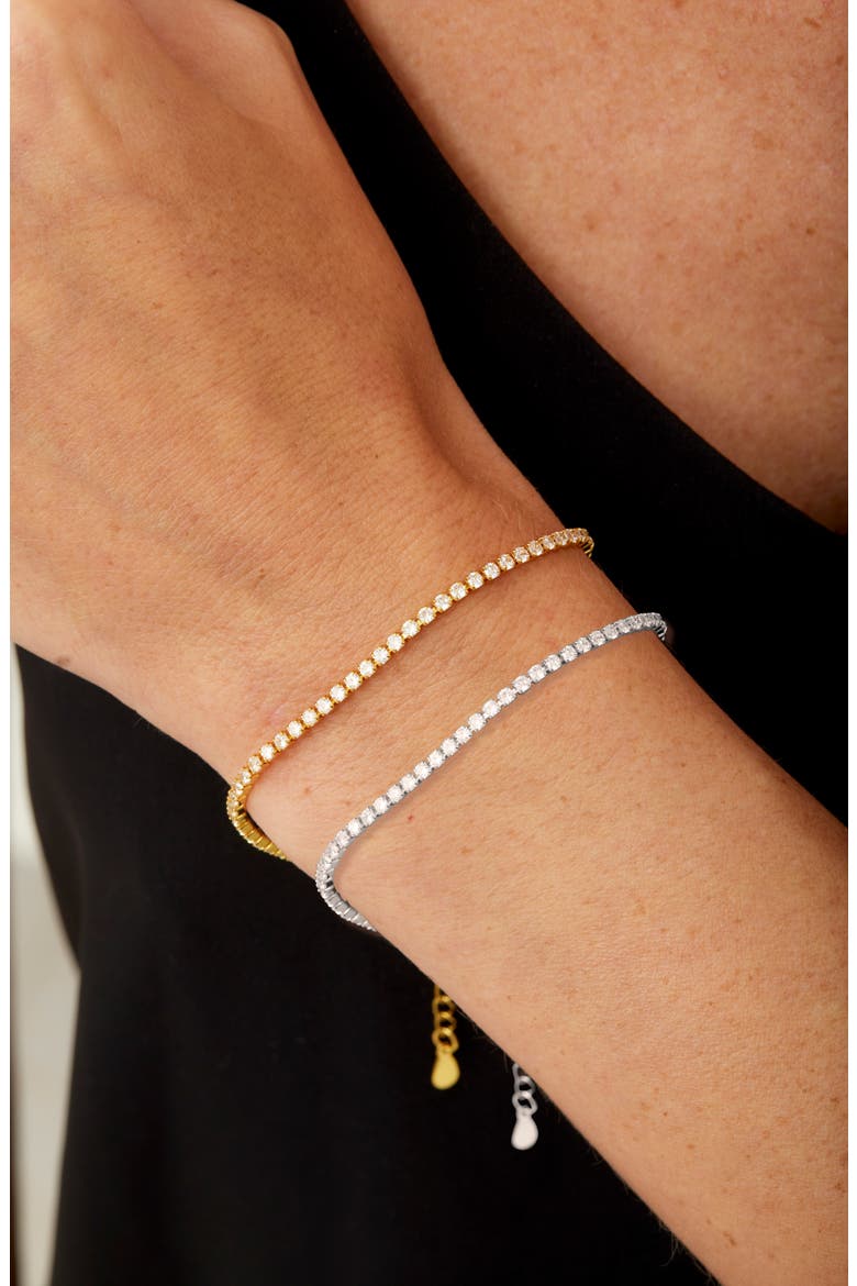 Set of 2 Cubic Zirconia Tennis Bracelets, Alternate, color, TWO TONE