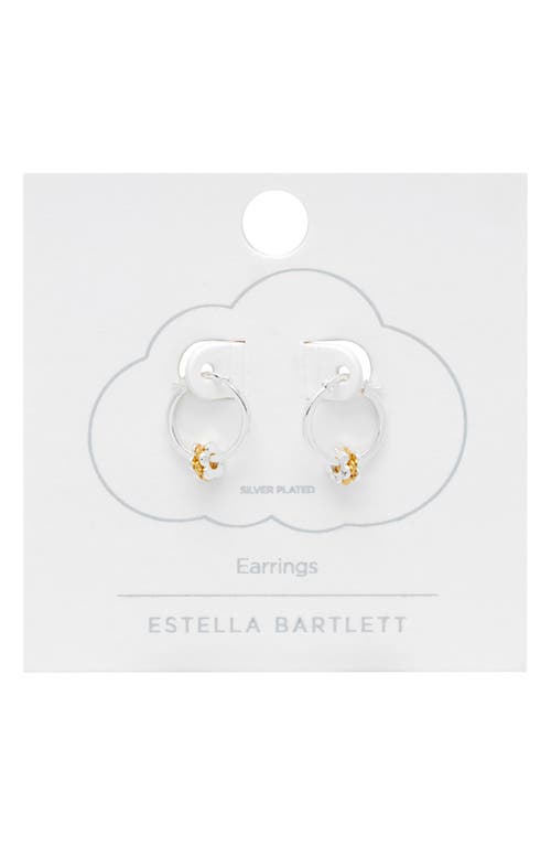 Estella Bartlett Multi Flower Beaded Hoop Earrings In Silver