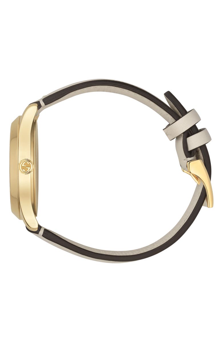Gucci G-Timeless Bee Leather Strap Watch, 38mm, Alternate, color, 