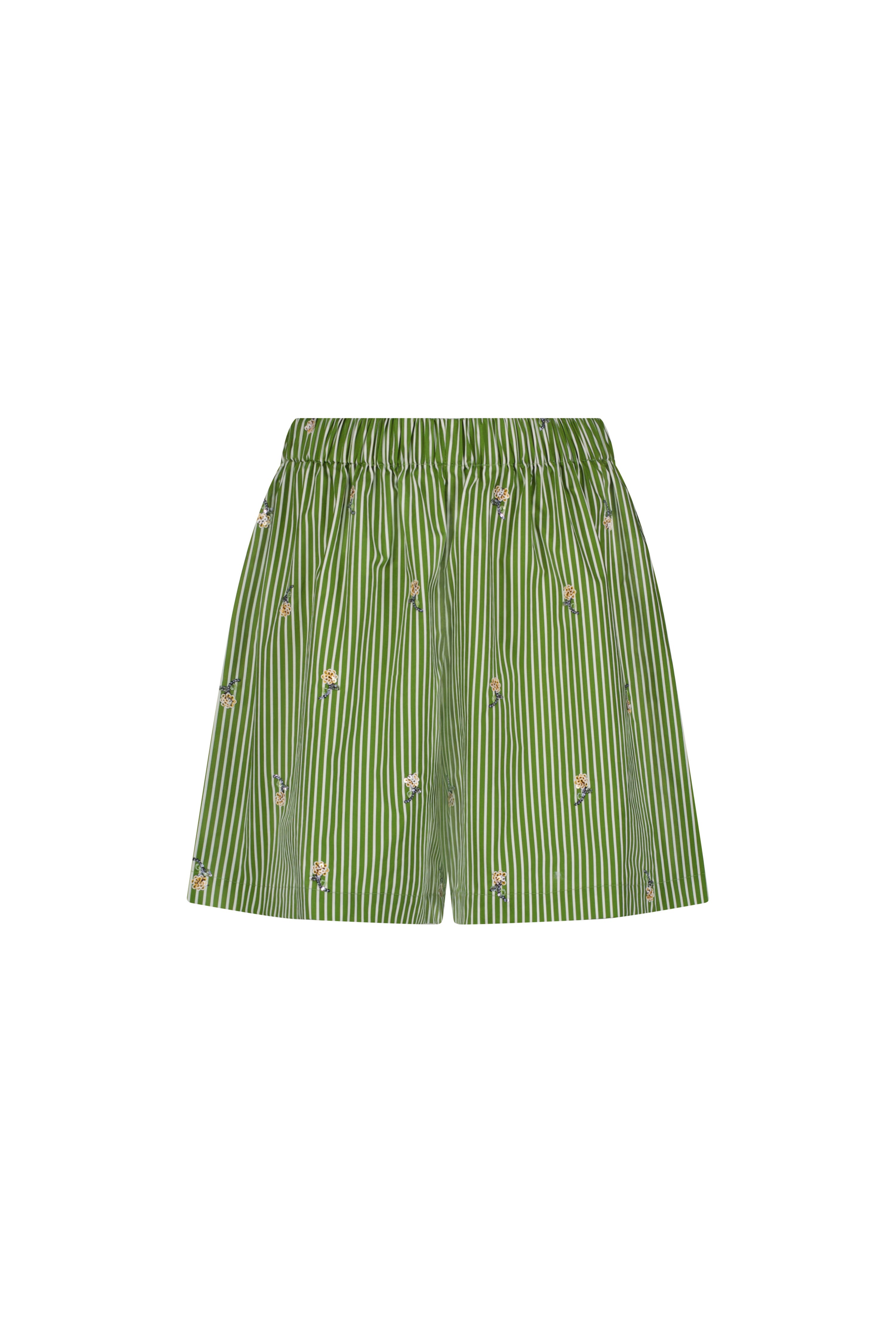 Embroidered Striped Cotton Short