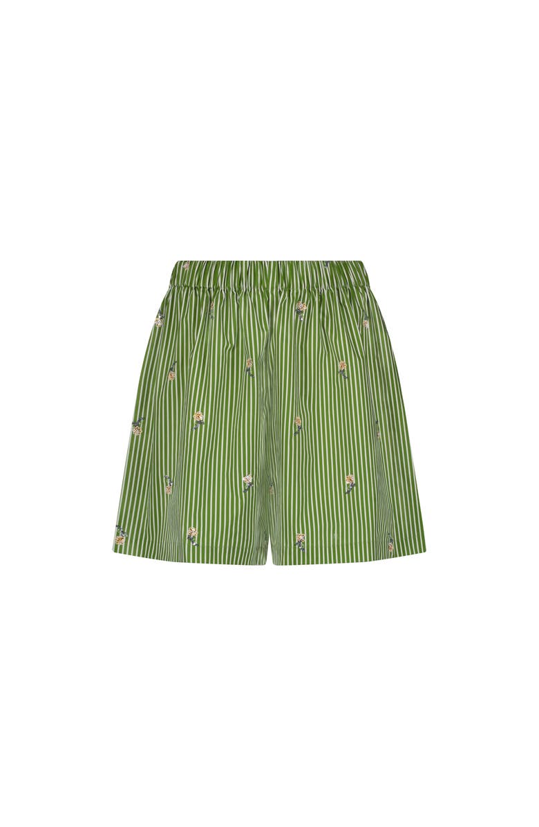 Lela Rose Embroidered Striped Cotton Short, Main, color, Cactus