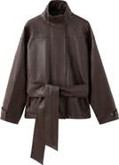 MANGO Oversize Belted Faux Leather Jacket