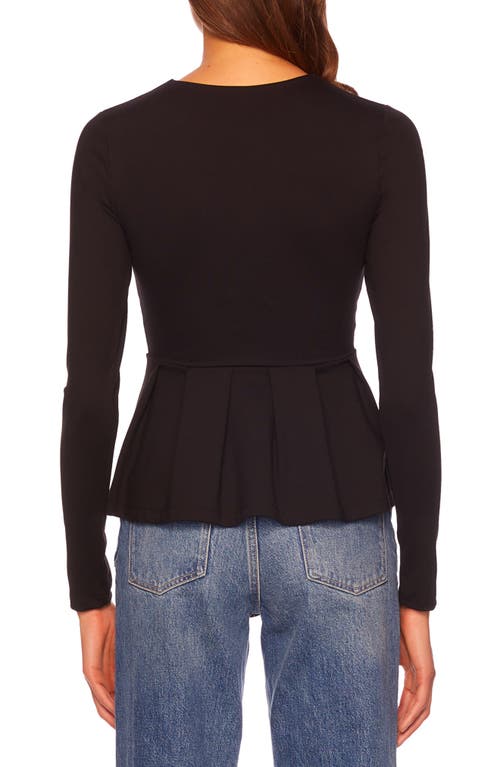 Susana Monaco Long Sleeve Peplum Top In Black