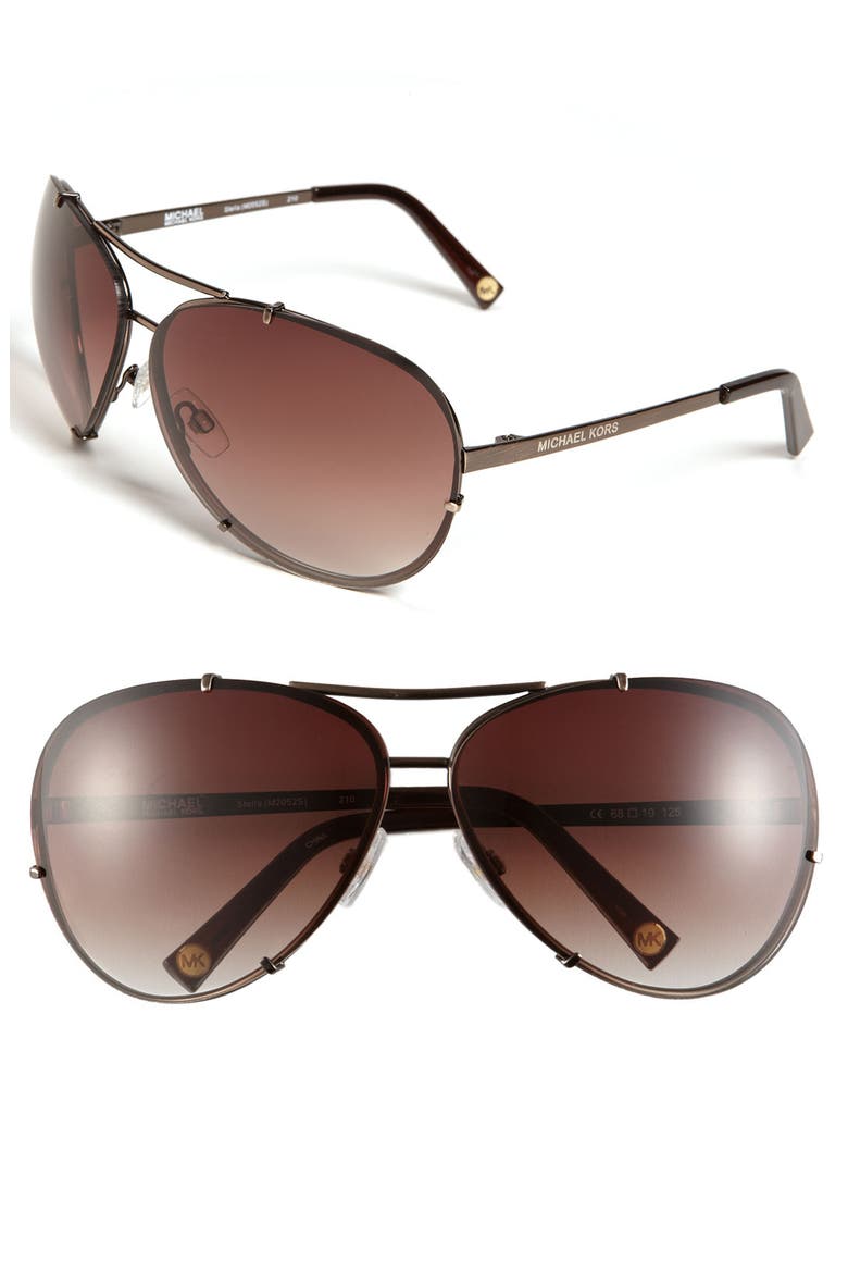 'Stella' 68mm Aviator Sunglasses, Main, color, BROWN