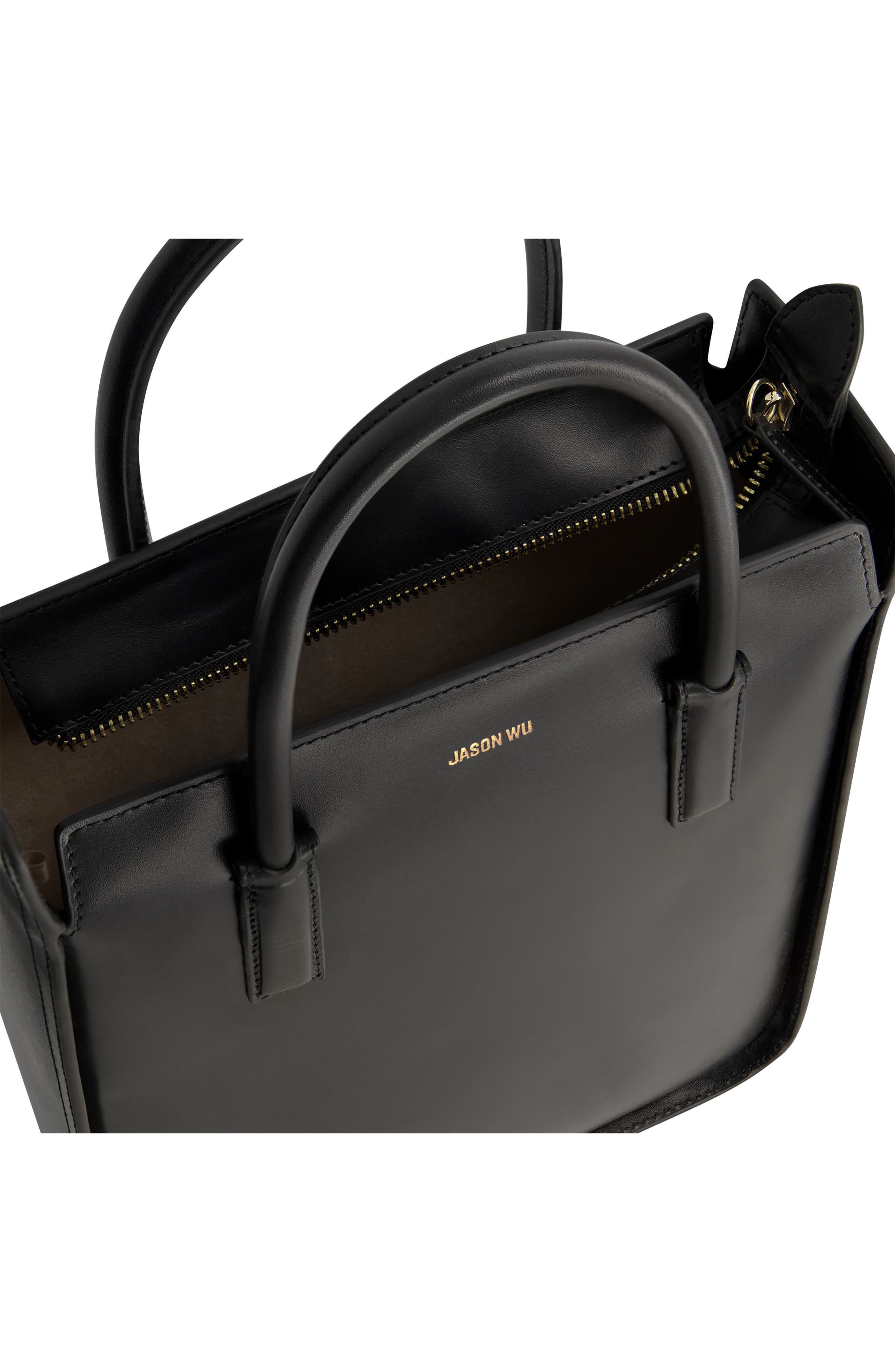 Structured Tote Bag with Zip Closure, Alternate, color, BLACK