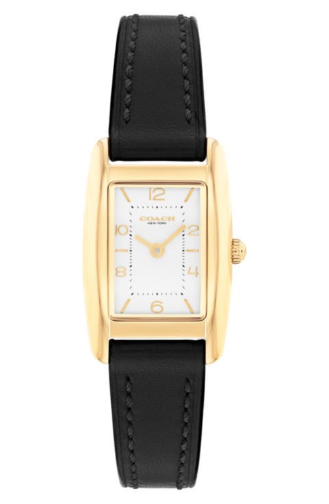 Saddle Rectangular Leather Strap Watch, 20mm x 30mm