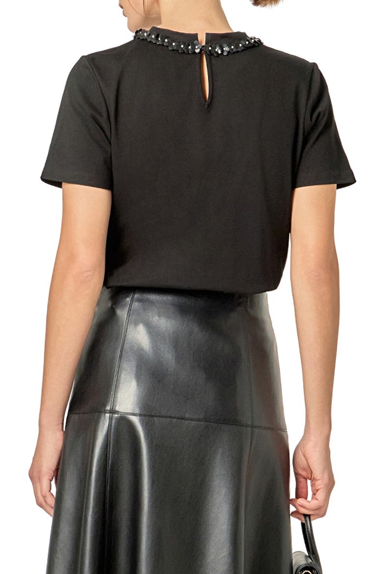 Embellished Floral Bow Top, Alternate, color, BLACK