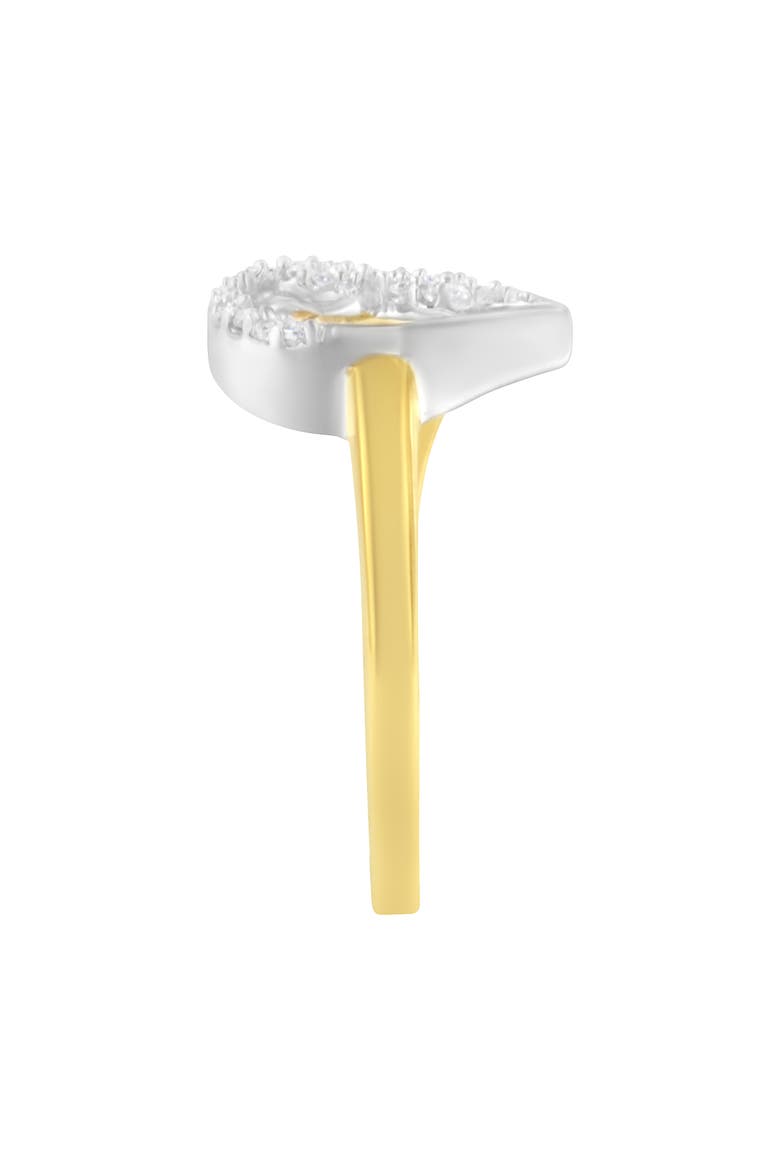 10K Two-Toned Gold 1/6 Cttw Diamond Heart Shape Cluster Ring, Alternate, color, Yellow Gold