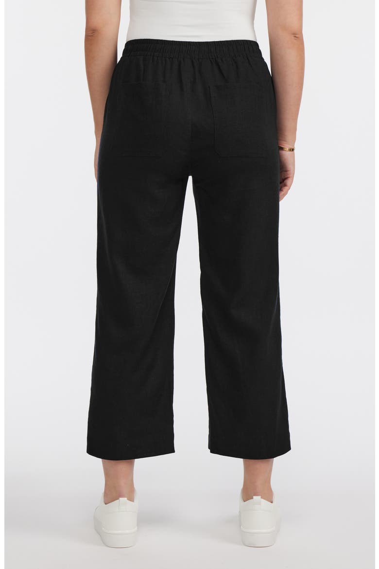 Wide Leg Linen Blend Drawstring Crop Pants, Alternate, color, BLACK