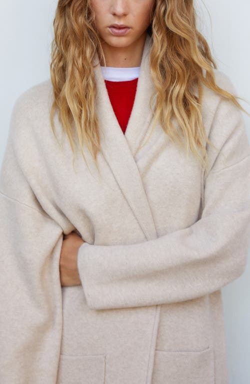 Mango Oversize Knit Coat In Gray