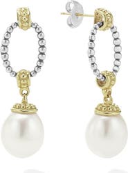 LAGOS Luna Freshwater Pearl Drop Frontal Hoop Earrings