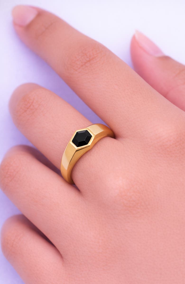 Argento Vivo Sterling Silver The Onyx Rico Ring, Alternate, color, Gold