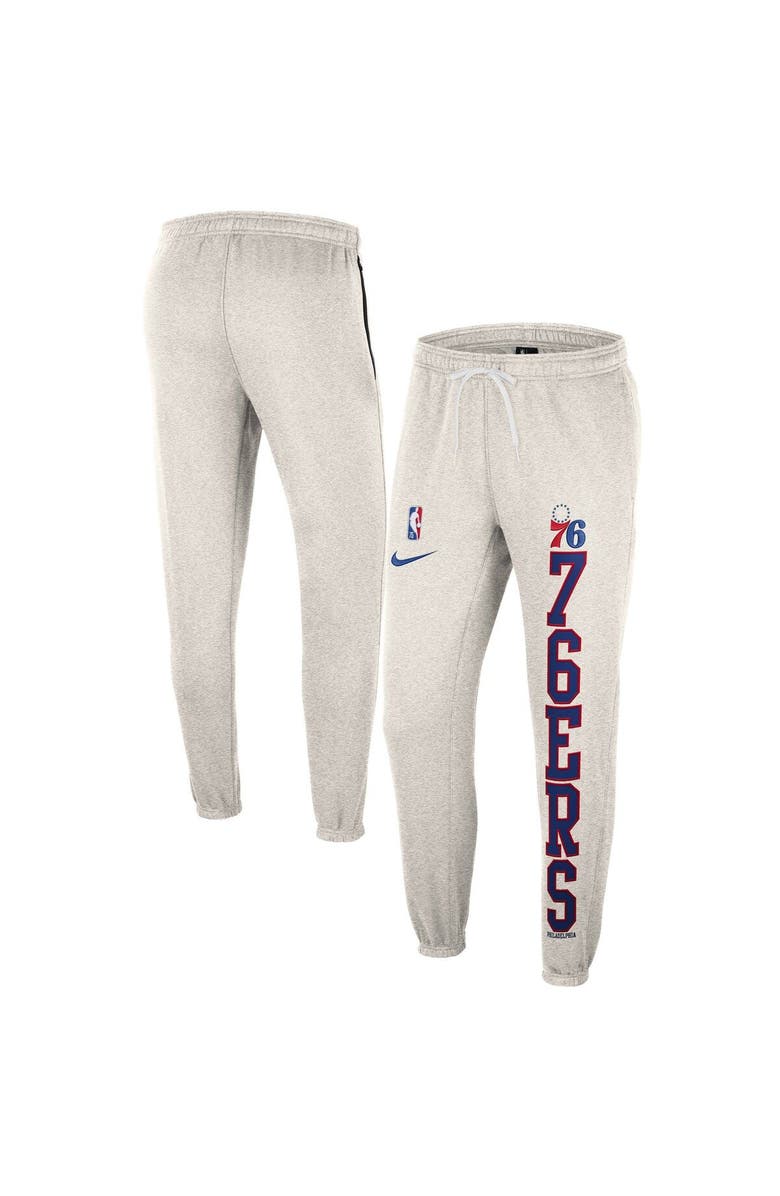 Nike Men's Nike Ash/Royal Philadelphia 76ers 75th Anniversary Courtside Fleece Pants, Main, color, 